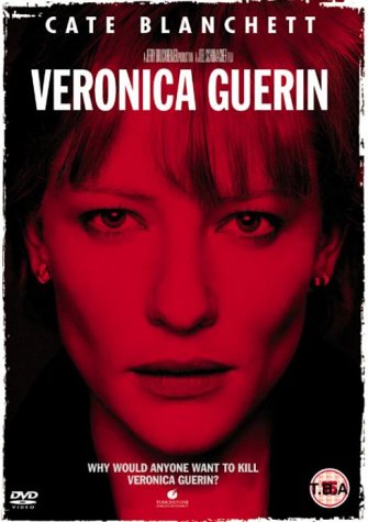 DVD cover for "Veronica Guerin" featuring a close-up of Cate Blanchett's face in red tone.