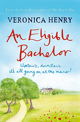 Book cover: “An Eligible Bachelor” with watercolor painting of a manor house.