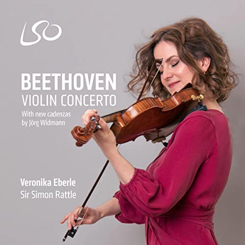 Woman playing violin, album cover for Beethoven’s Violin Concerto.