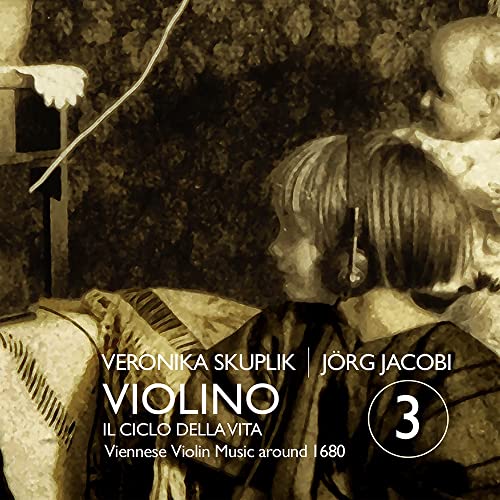 CD cover: two figures with a violin, muted sepia tones, number 3.