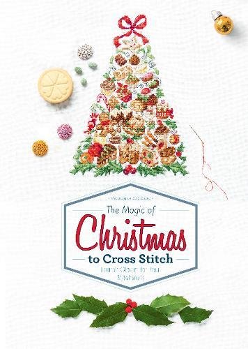 Book cover featuring a Christmas tree made of cross-stitch designs.