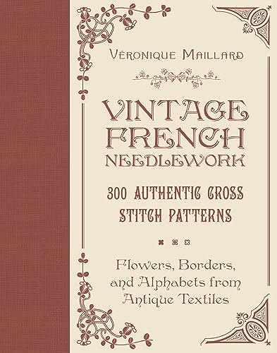 Book cover: “Vintage French Needlework” with floral border designs.