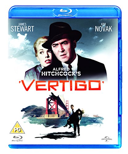 Blu-ray cover art for Vertigo featuring James Stewart and Kim Novak.