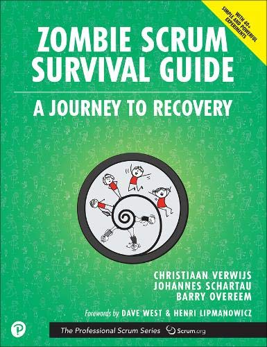 Book cover: "Zombie Scrum Survival Guide" with a circular illustration of people.