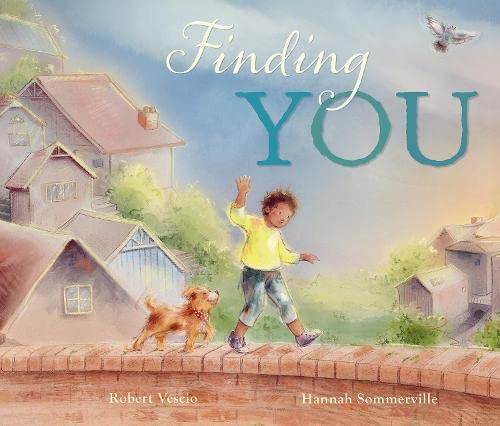 Book cover: boy, dog, and houses in a watercolor illustration.