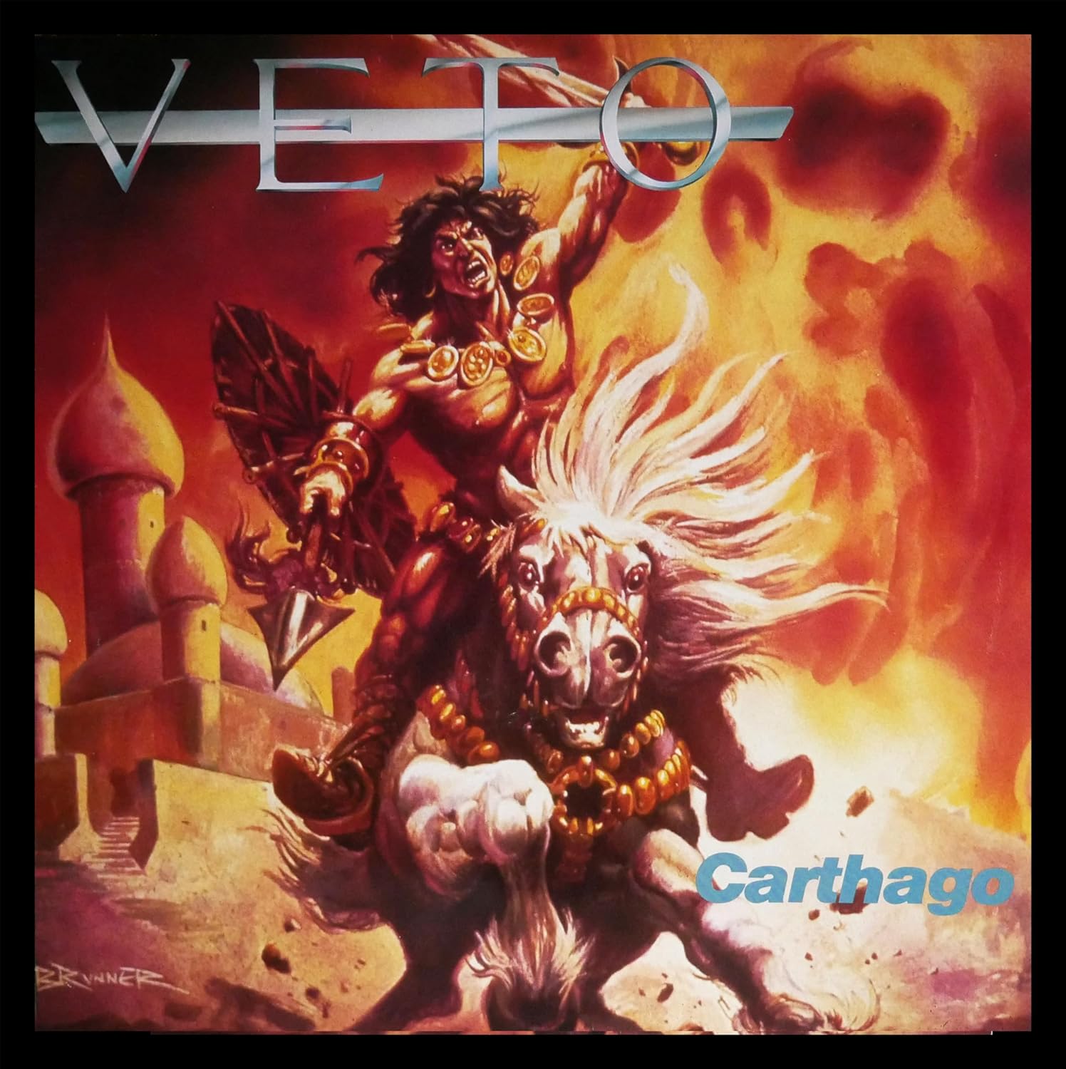 Album cover for Veto’s “Carthago” featuring a warrior and horse.