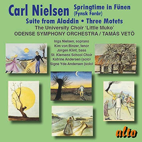 CD cover for Carl Nielsen’s compositions with painted scene illustrations.