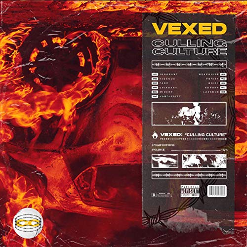 Vinyl LP cover for Vexed’s “Culling Culture” with flames and barbed wire.