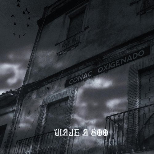 Black and white CD cover with a building, birds, and text.