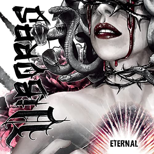 Dark album cover featuring a woman with snakes and blood-red lips.