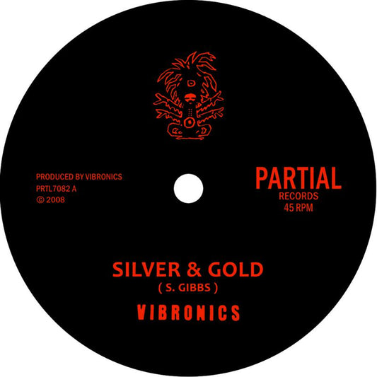 Black vinyl record label with red lion graphic and text details.