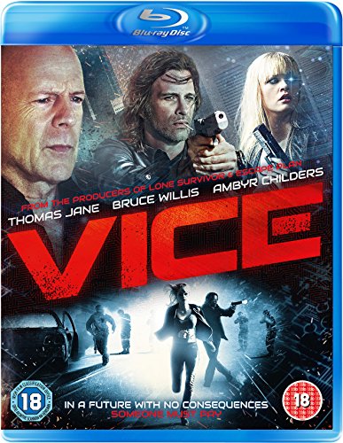 Blu-ray cover for the movie Vice featuring Bruce Willis, Thomas Jane, and Ambyr Childers.