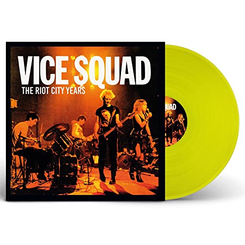 Vice Squad The Riot City Years album cover next to a yellow vinyl record.