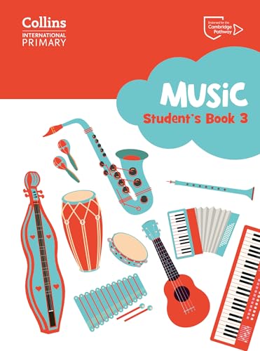 Red textbook cover with illustrations of musical instruments.