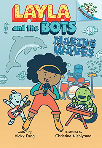 Book cover: Layla and robot band playing music underwater.