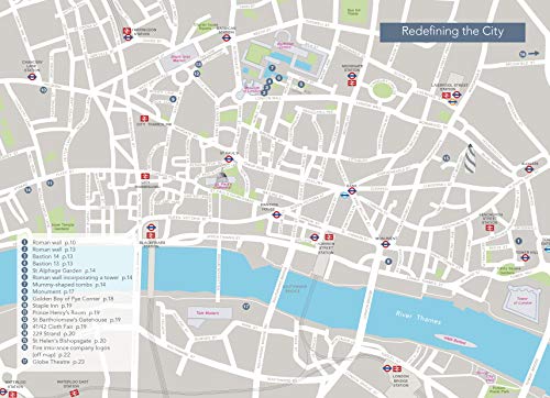 Detailed map of central London with numbered locations and tube stations.