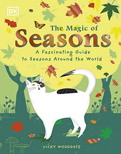 Book cover: "The Magic of Seasons" with a cat, leaves, and butterfly.