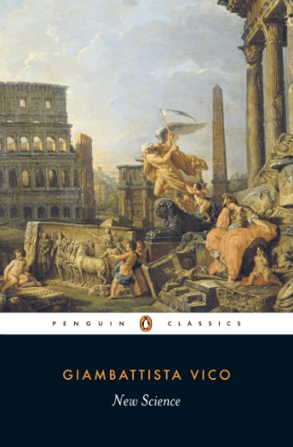 Book cover: “New Science” by Giambattista Vico, with classical ruins painting.