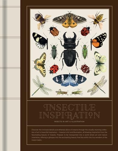 Book cover featuring various detailed illustrations of insects arranged on a cream background.