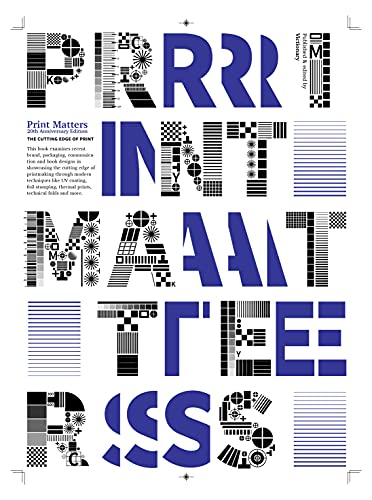 Book cover with bold, blue and black typographic design reading "Print Matters".