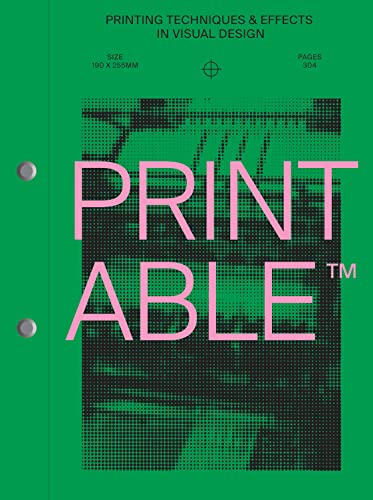 Green book cover with pink "PRINTABLE" text and halftone pattern.