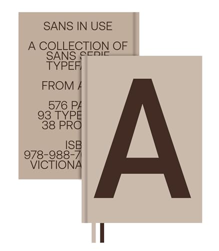 Two books titled Sans In Use, one showing text and the other a large letter A.