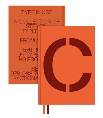 Two orange books with stencil-style typography, one featuring a large "C".