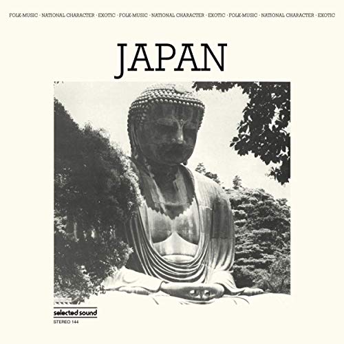 Vinyl record cover for “Japan” featuring a black and white Buddha statue.