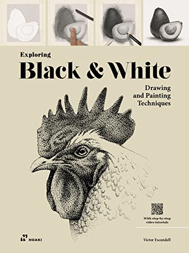 Book cover: “Exploring Black & White” with a rooster illustration.