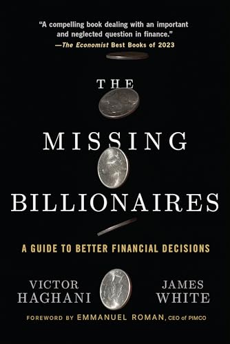 Black book cover with stacked coins and white title: “The Missing Billionaires”.