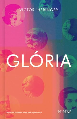 Book cover for "Gloria" with circular portraits in vibrant colors.