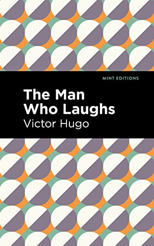 Book cover for "The Man Who Laughs" by Victor Hugo, patterned background.