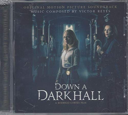 "CD case with 'Down a Dark Hall' soundtrack cover art featuring a dark scene."