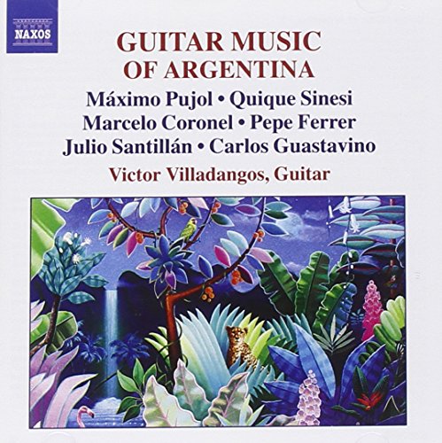 CD cover titled Guitar Music of Argentina featuring a lush, colorful jungle landscape illustration.