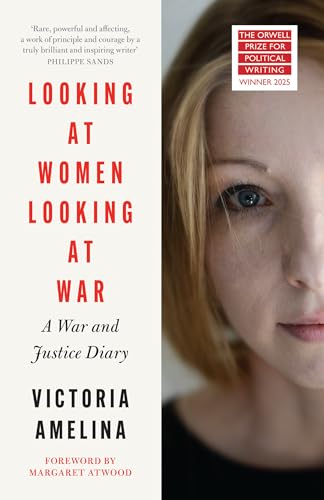 Book cover: woman’s face, red title “Looking at Women, Looking at War.”