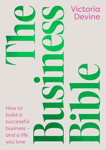 Book cover with bold green and pink text: "The Business Bible" by Victoria Devine.