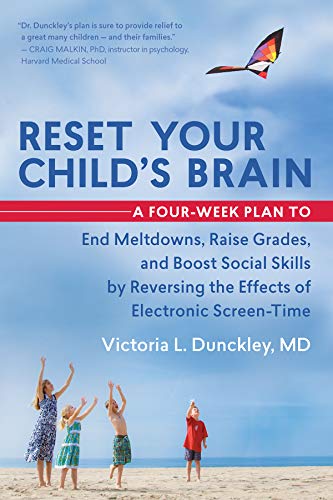 Book cover: “Reset Your Child’s Brain” with children playing on a beach.