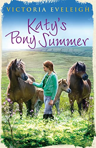 Girl with three Exmoor ponies in a field, book cover.
