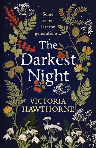 Book cover for “The Darkest Night” with floral botanical illustrations.