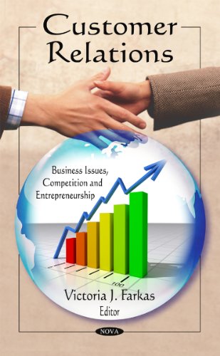 Book cover: "Customer Relations" with a handshake and rising graph image.