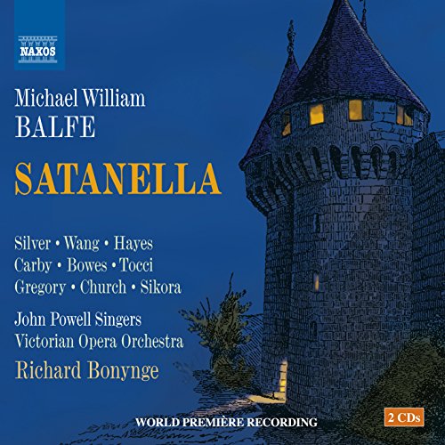 CD cover art for Balfe's Satanella featuring a stone castle tower against a blue background.