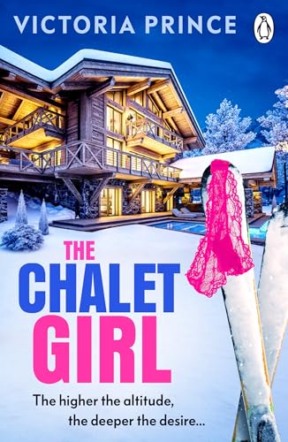 Book cover: snowy chalet, skis with lace, pink and white text.