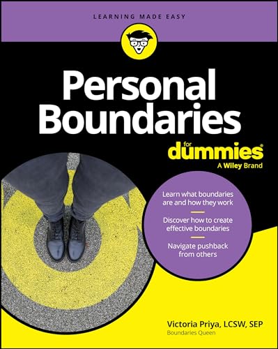 Book cover: "Personal Boundaries For Dummies" with feet on a yellow spiral.