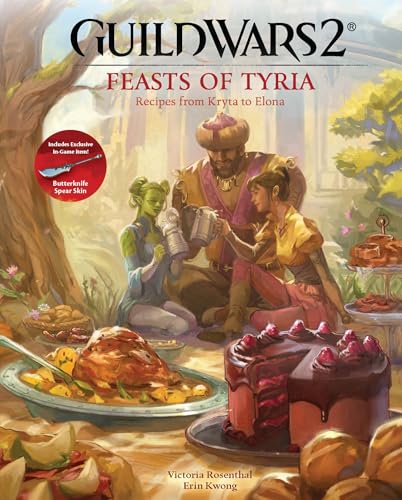 Cookbook with Guild Wars 2 theme, featuring food images and recipes from fantasy world.