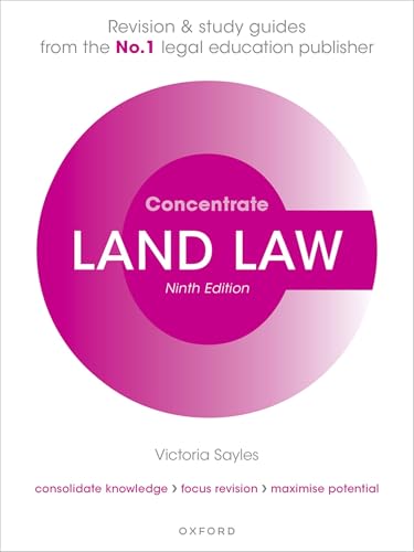 Book cover: "Land Law" Concentrate, ninth edition, pink circular design.