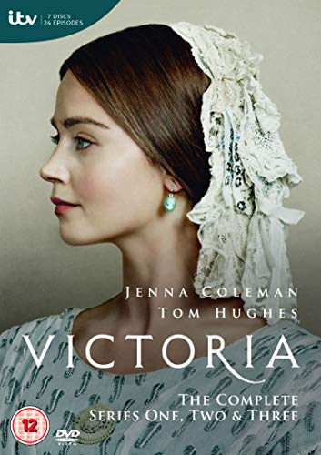 DVD cover for “Victoria” series featuring Jenna Coleman in period attire.