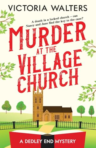 Book cover: “Murder at the Village Church” with church illustration.