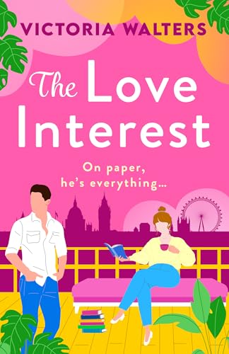 Book cover with illustrated couple, London skyline, and pink abstract shapes.