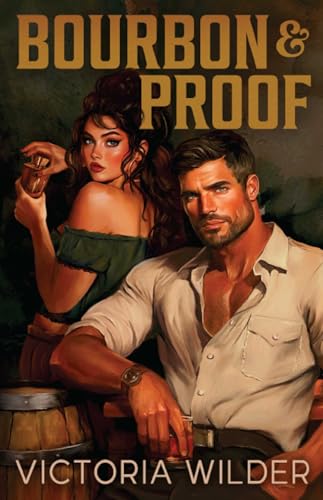 Book cover showing a man and woman in a rustic setting with bourbon glasses.