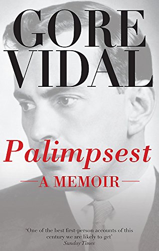 Book cover: black and red “Palimpsest” by Gore Vidal, portrait of a young man.